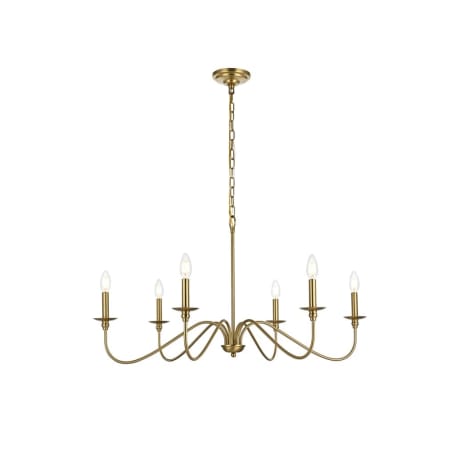 Elegant Lighting Rohan 6 Light 36" Wide Taper Candle Style Chandelier Satin Gold